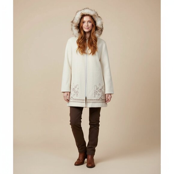 Canadian Sportwear Womens 16 1/2 Wool Northern Faux Fur Hood Trim Parka - Picture 1 of 16